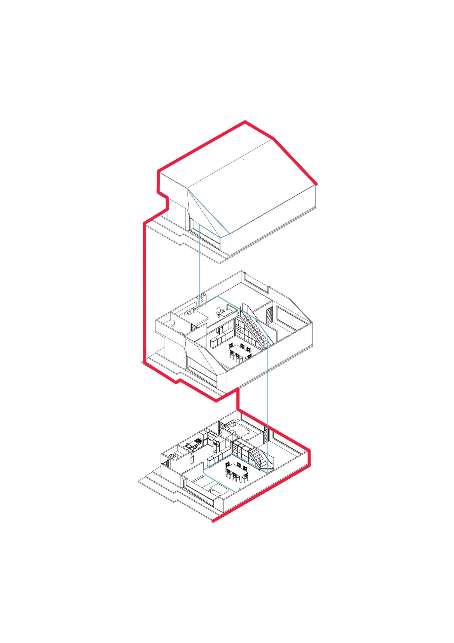 Circulation path through wireframe levels