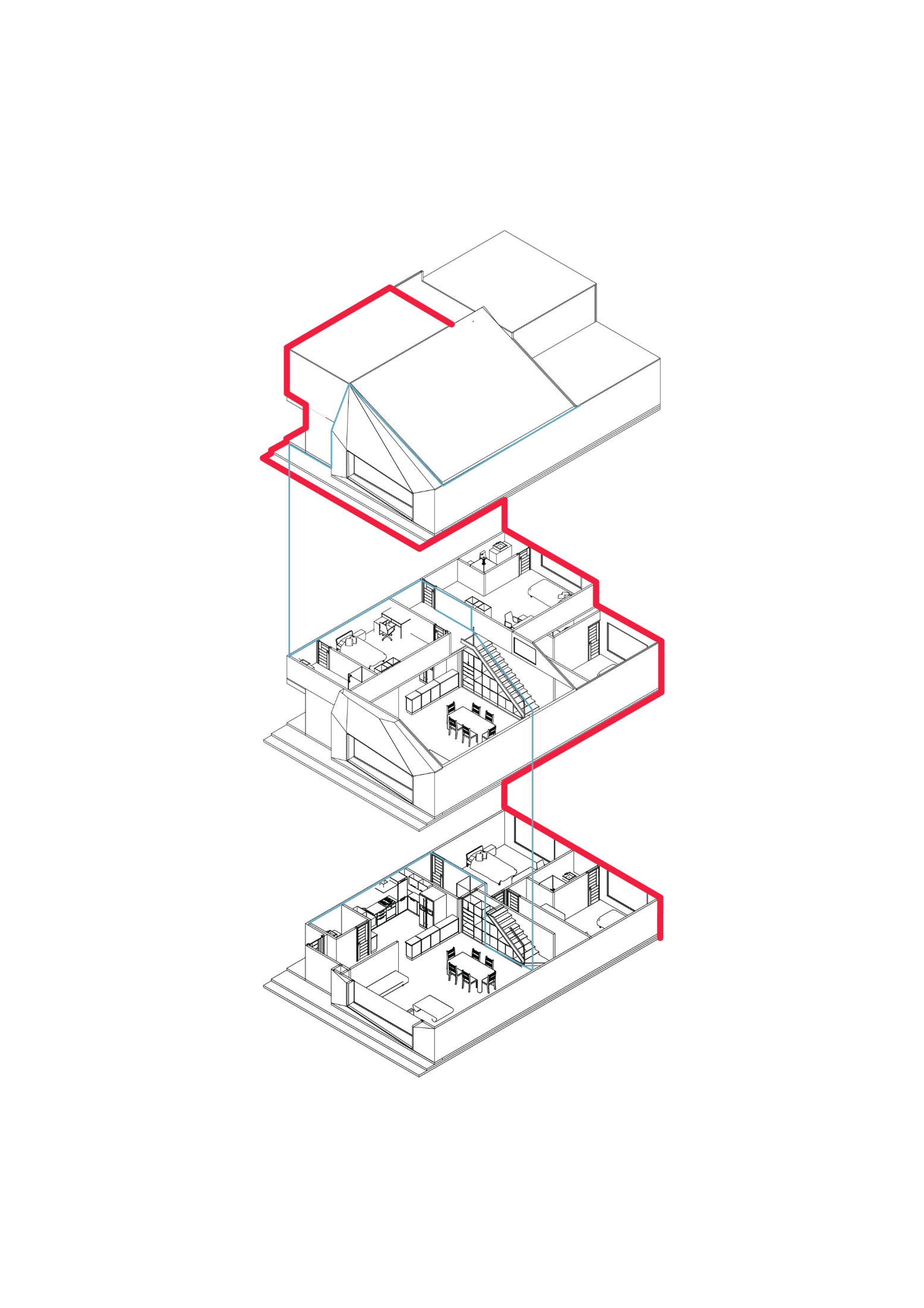 Circulation path through upper levels
