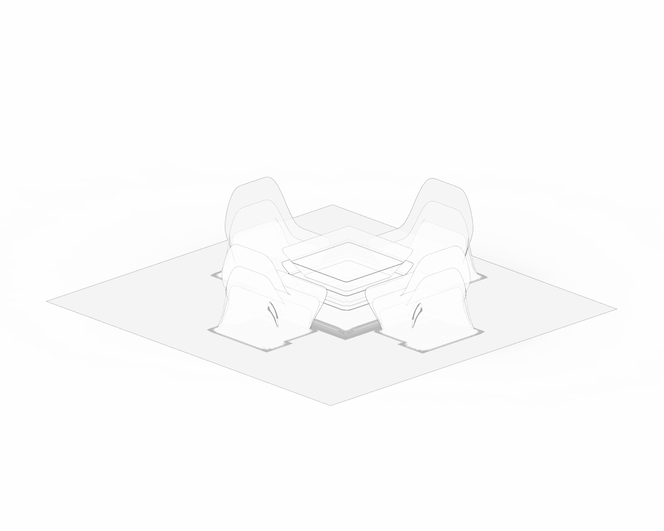 Isometric lounge seating arrangement