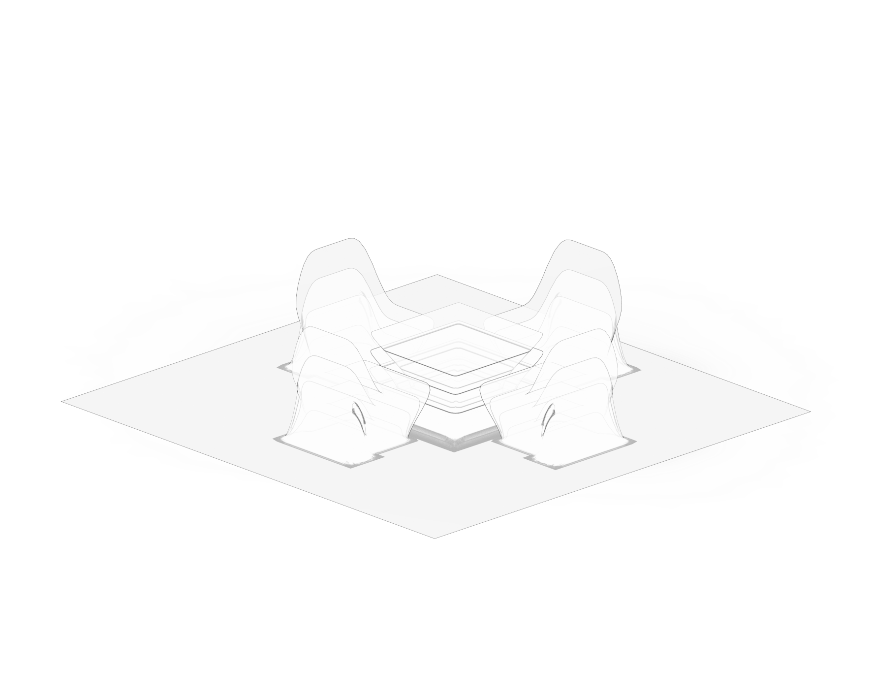Isometric seating module diagram