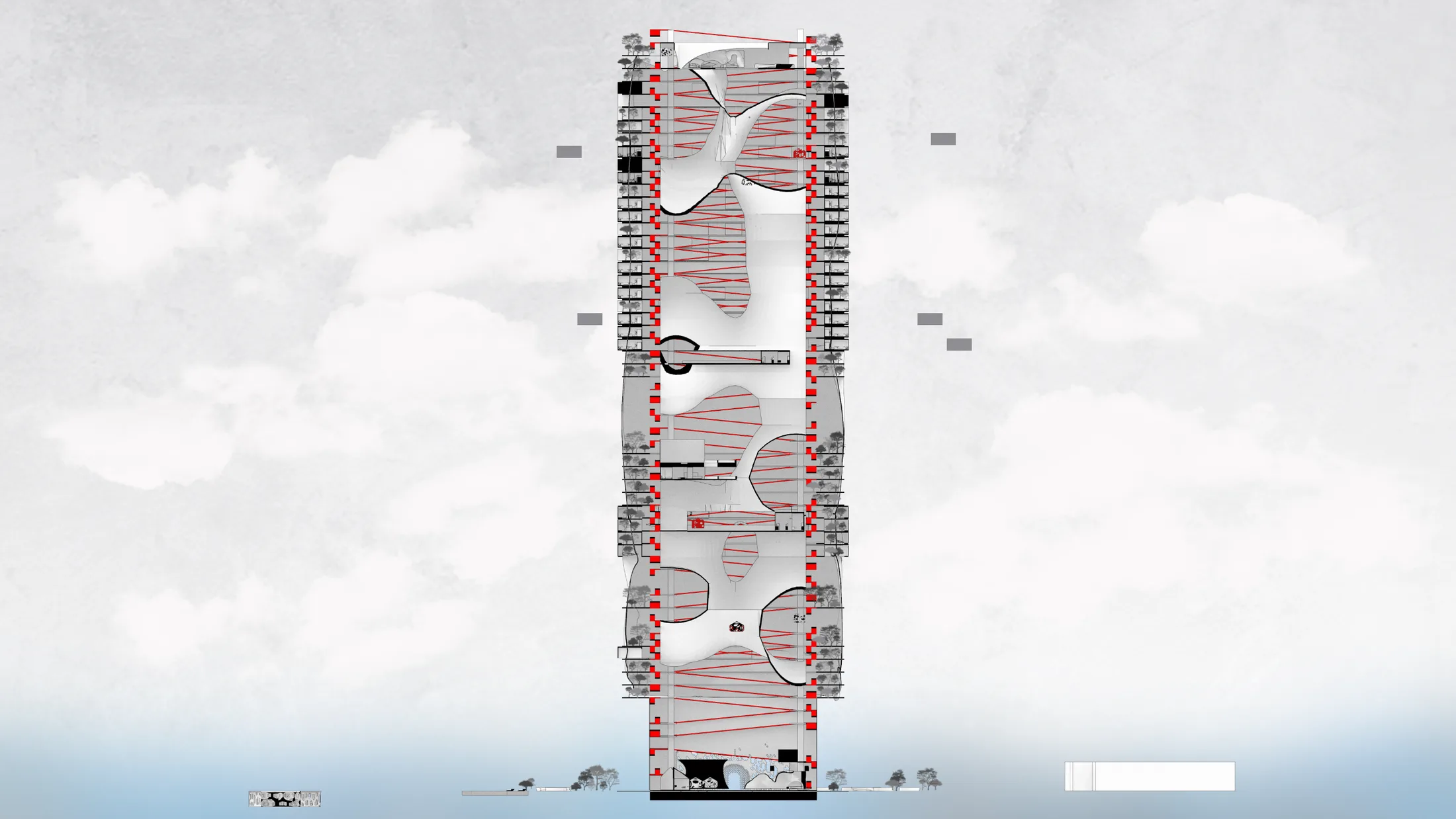 Vertical architectural section of the tower