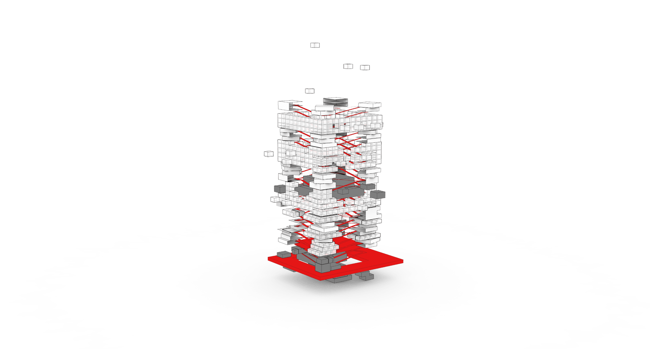 Exploded modular tower assembly