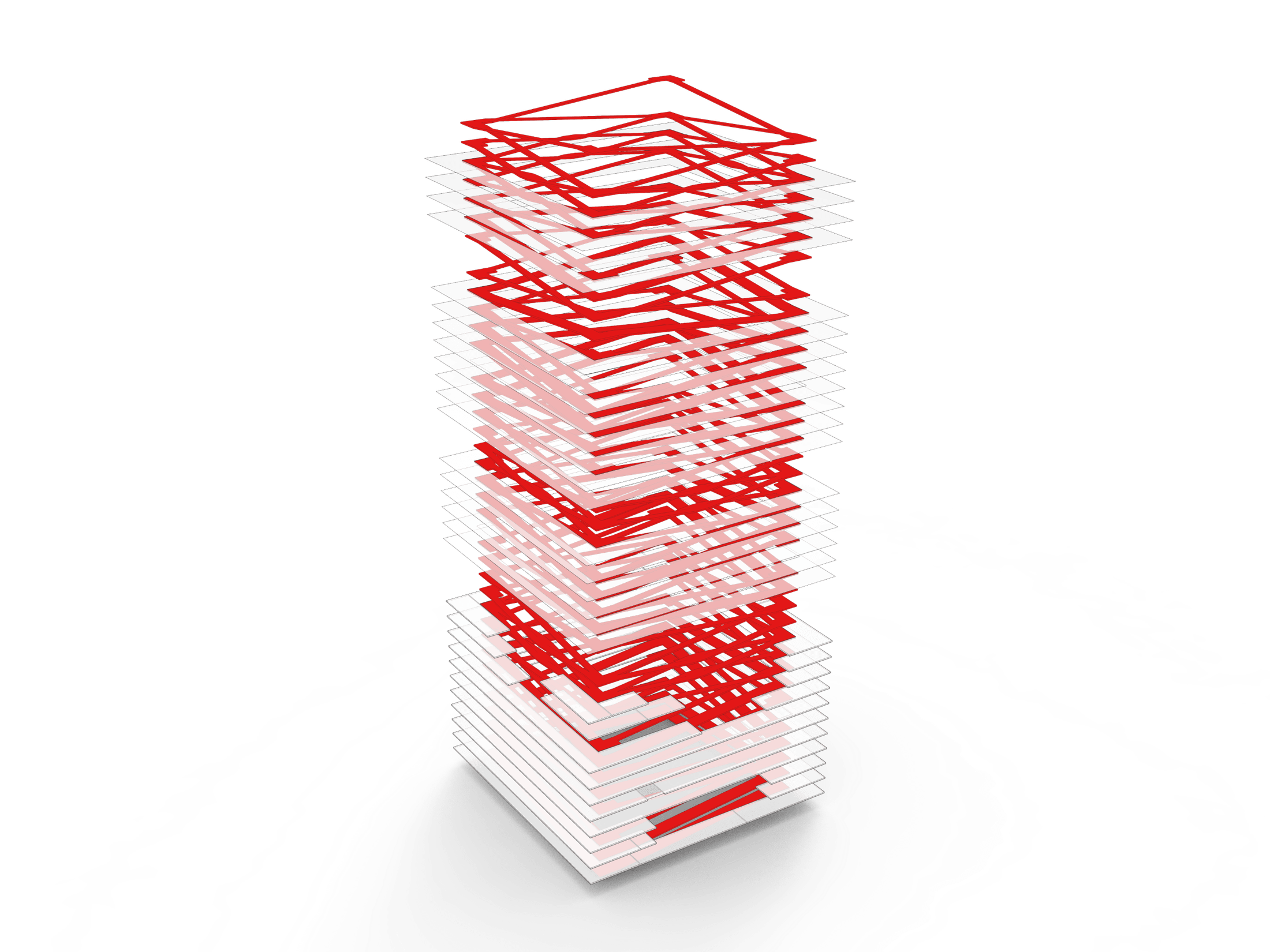 Exploded floor plate stack