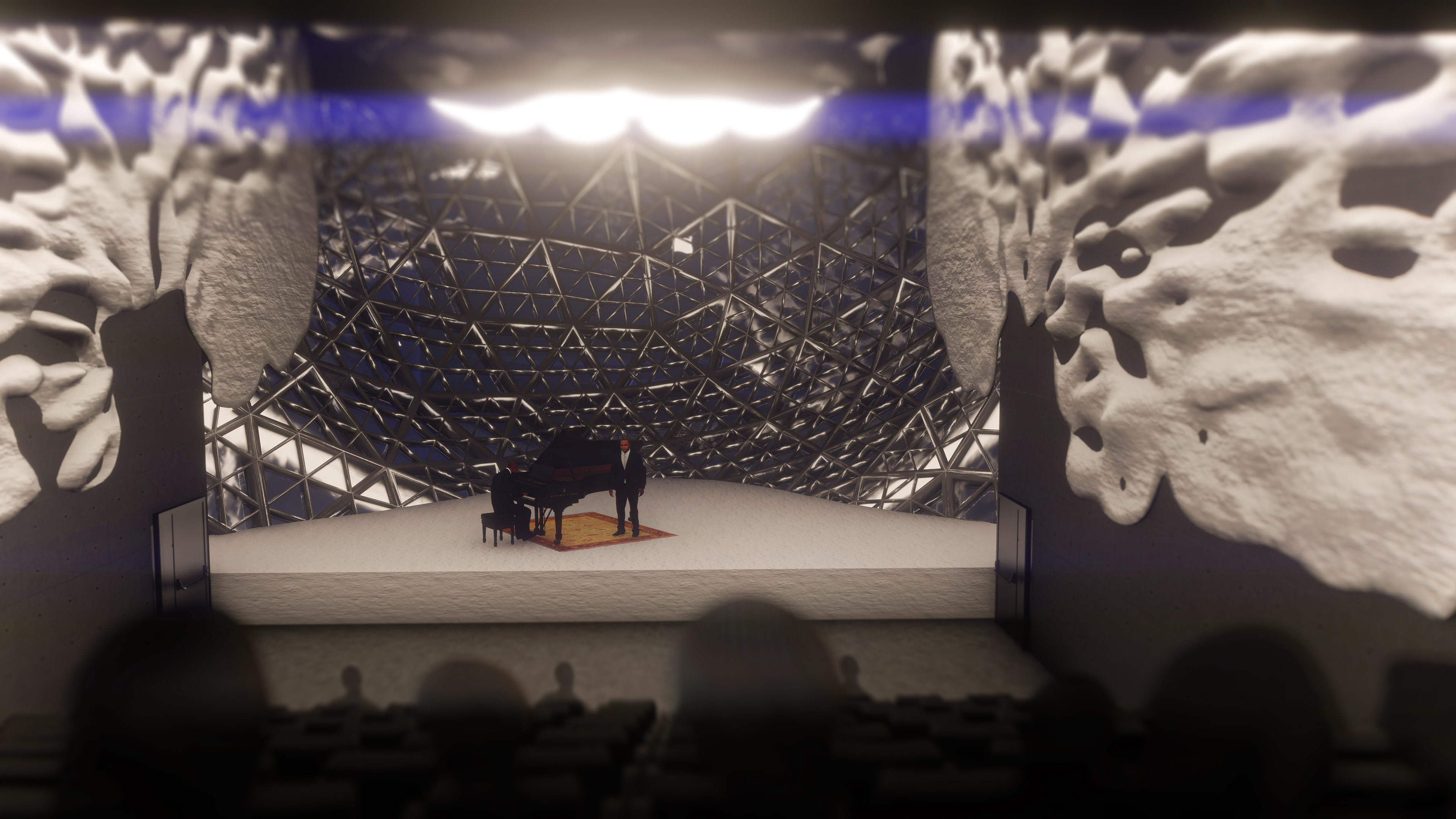 Interior render of hotel amphitheater