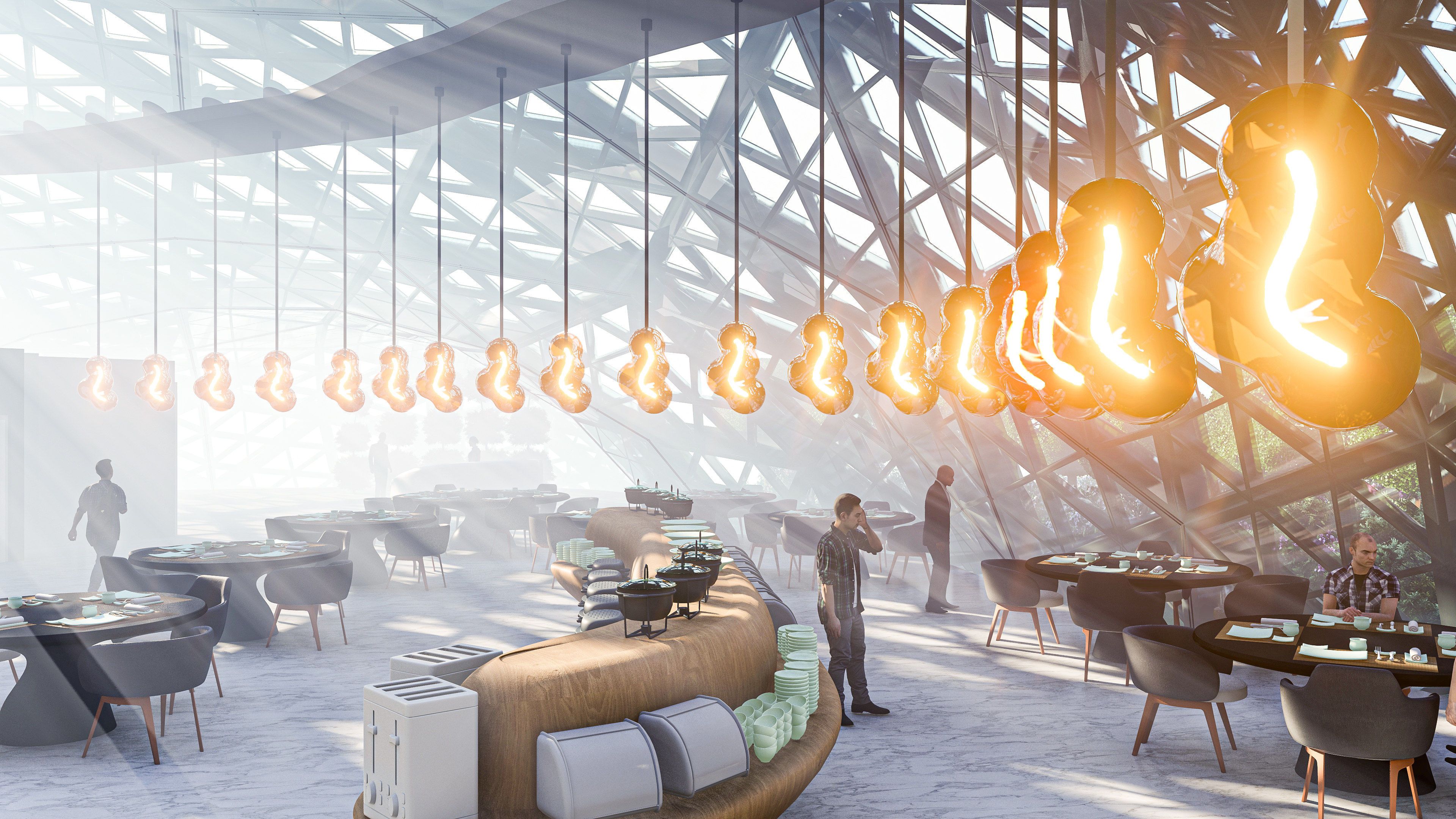 Interior render of hotel restaurant