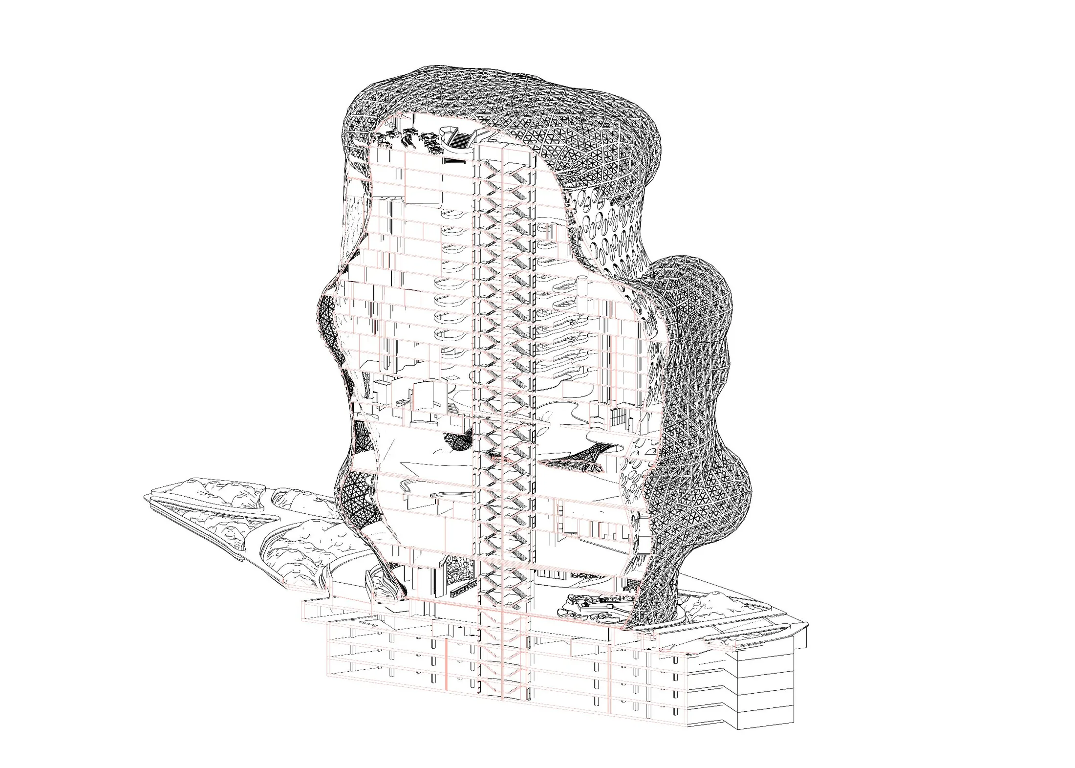 3D axonometric section A-A
