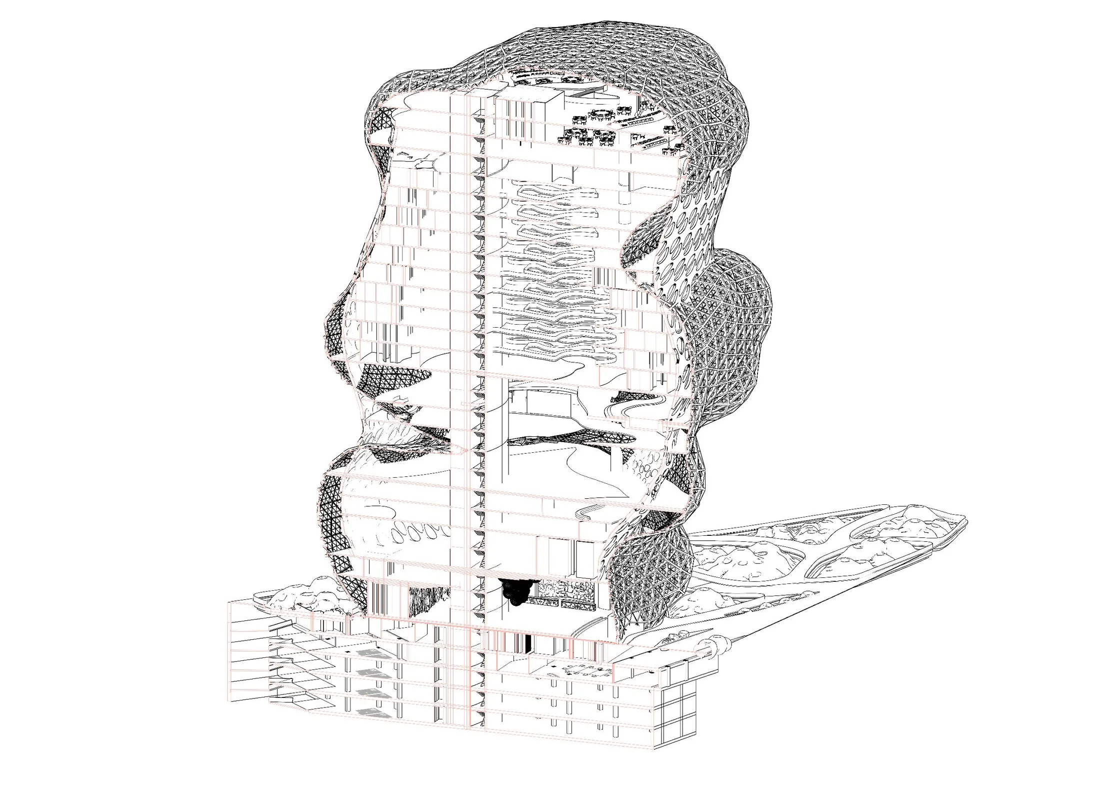3D axonometric section B-B