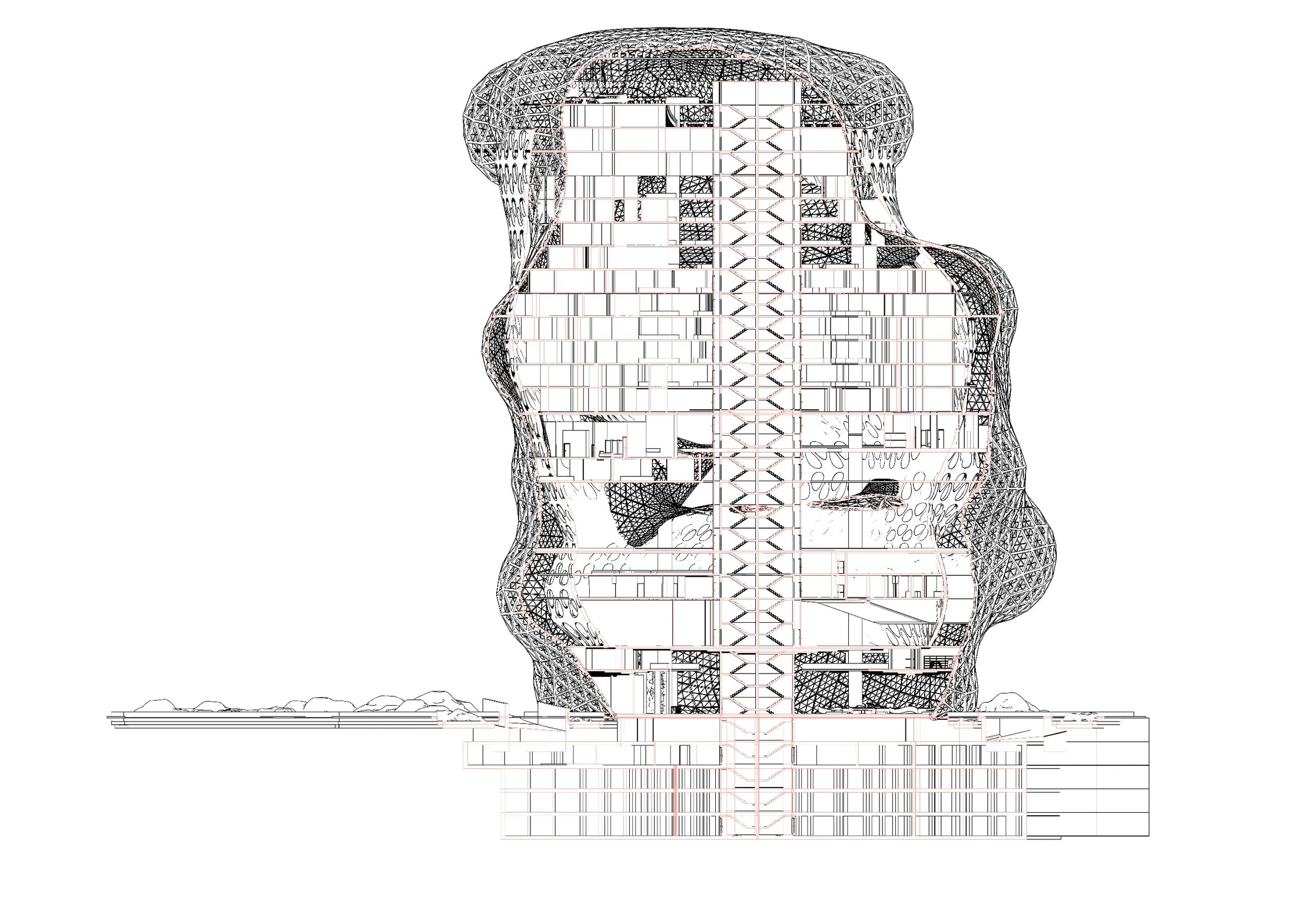 Building section A-A through Para Hotel