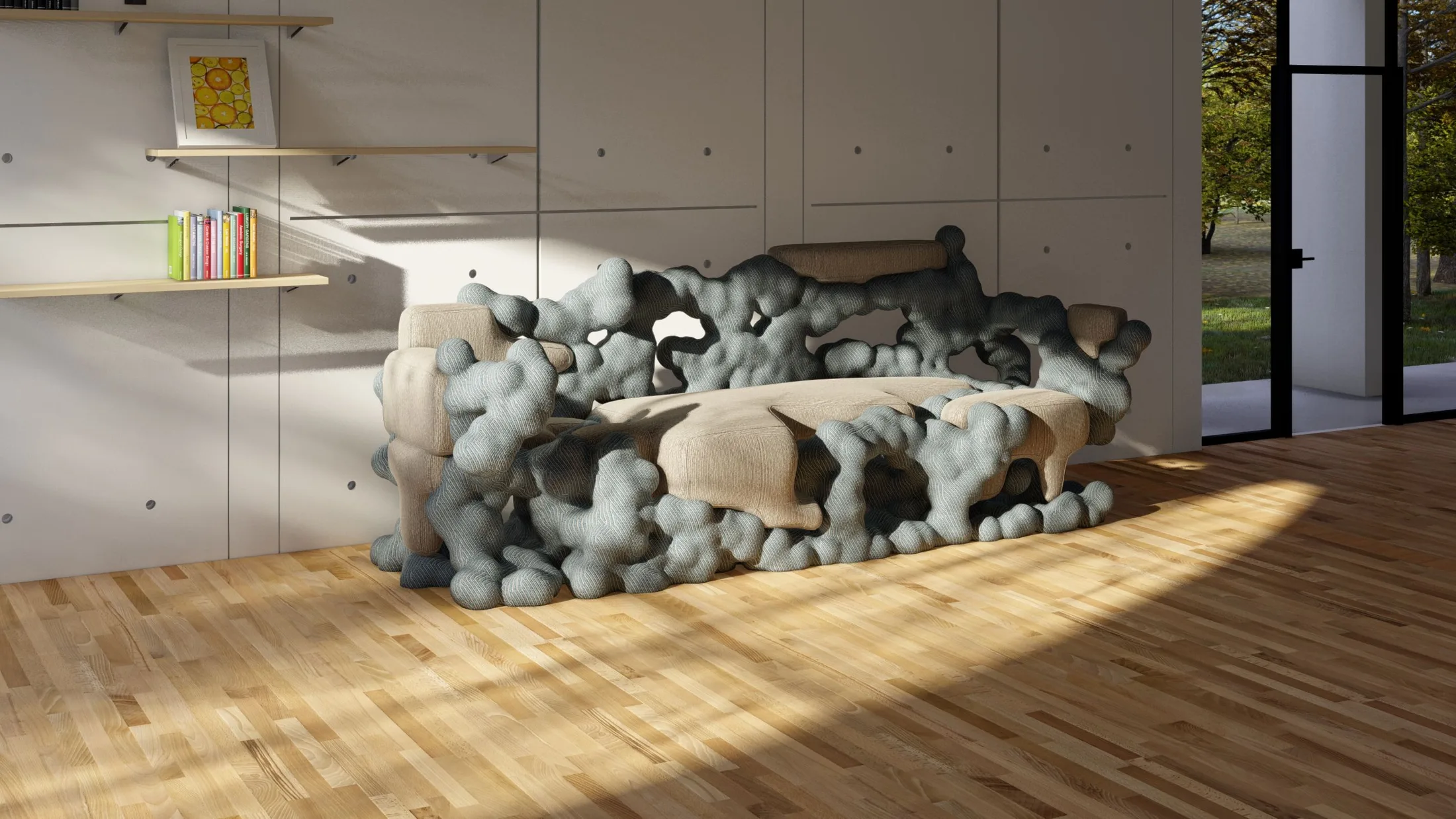 Physo sofa with organic growth base