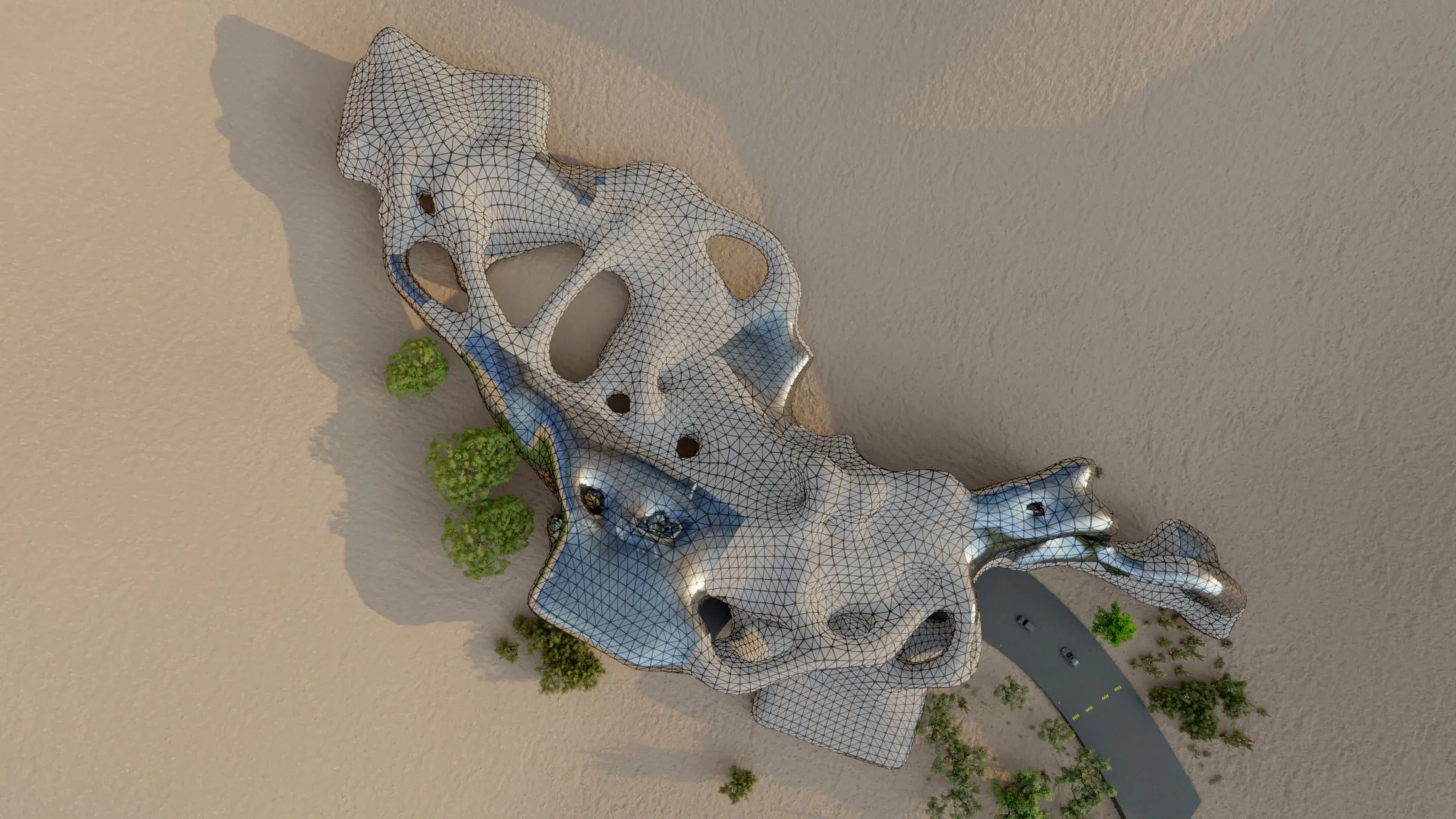 Aerial view of resort footprint